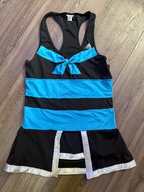 Adidas Running Tennis Dress Blue Black Racerback Athletic Women’s Medium Rare